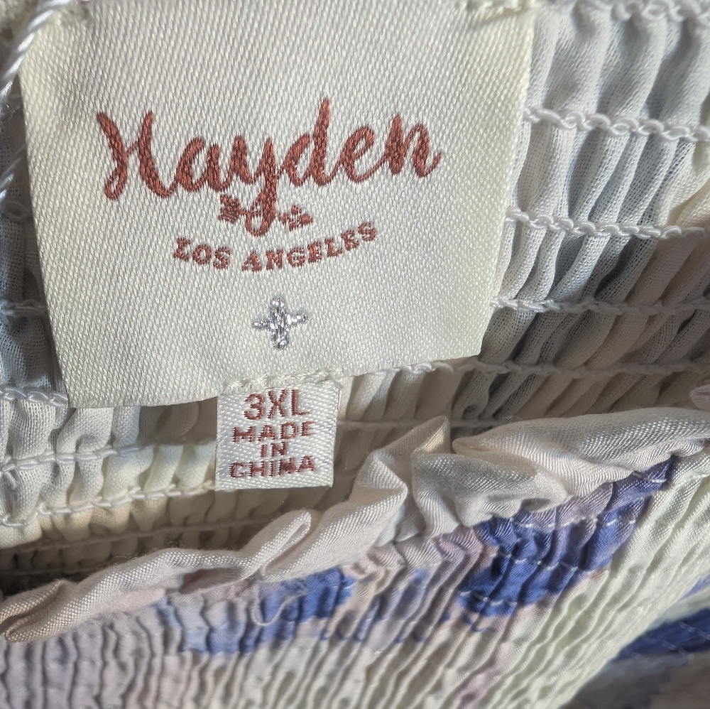 Hayden Artistic Blue and Cream Blouse Size 3XL NWT - Picture 6 of 10